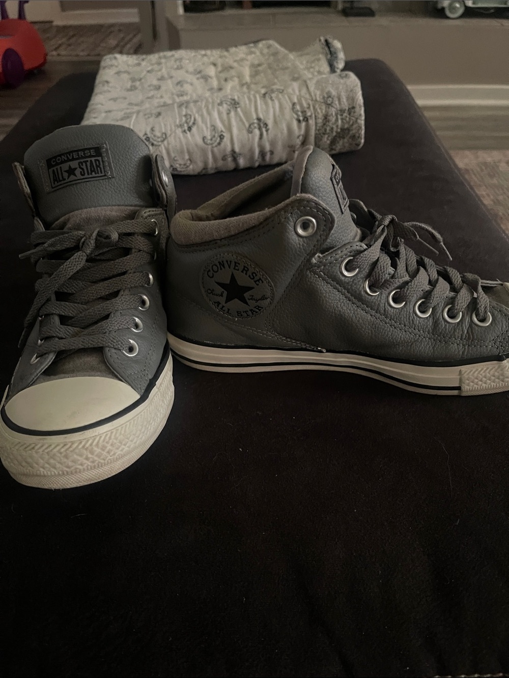 Converse Gray Leather High-Top Sneakers